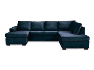 NEW YORK U-soffa Large Höger Sammet Midnattsblå
