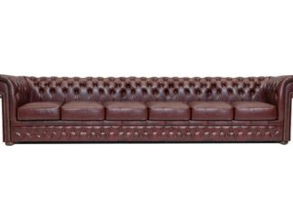 Chesterfield soffa First Class läder | 6 sits | röd