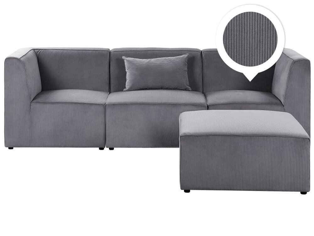 Soffa 3-sits med fotpall manchester grå LEMVIG
