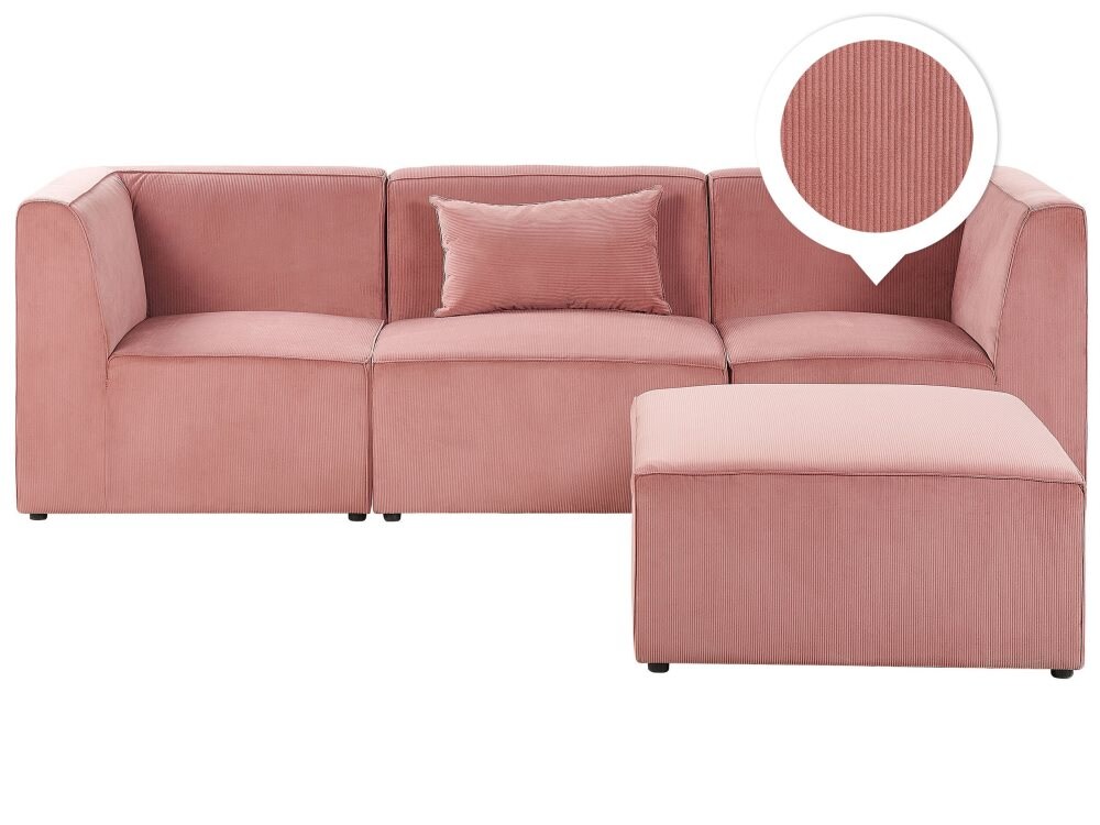 Soffa 3-sits med fotpall manchester rosa LEMVIG